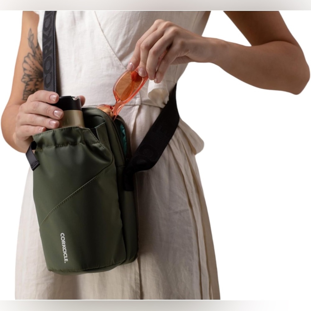 Corkcicle Olive‎ Green Crossbody Unisex Sling Bag